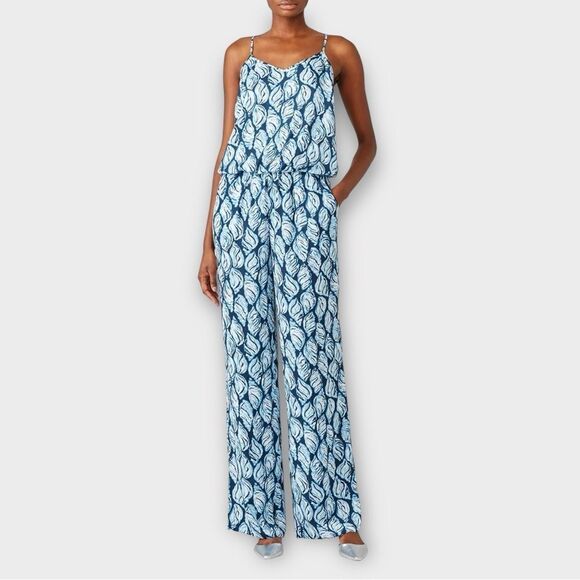 Lilly Pulitzer Jumpsuit Sleeveless V-Neck in Blue Shell Print Women’s XS - Picture 1 of 9
